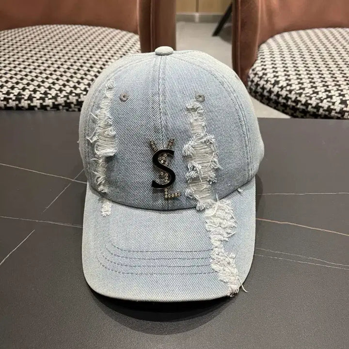 [BUNJANG] Saint Laurent Damaged Denim Baseball Cap / 생로랑(YSL) 데미지 데님 야구 모자