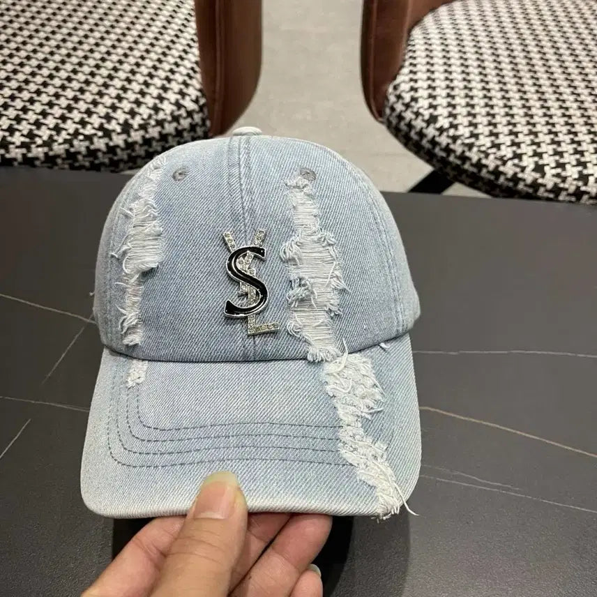 [BUNJANG] Saint Laurent Damaged Denim Baseball Cap / 생로랑(YSL) 데미지 데님 야구 모자