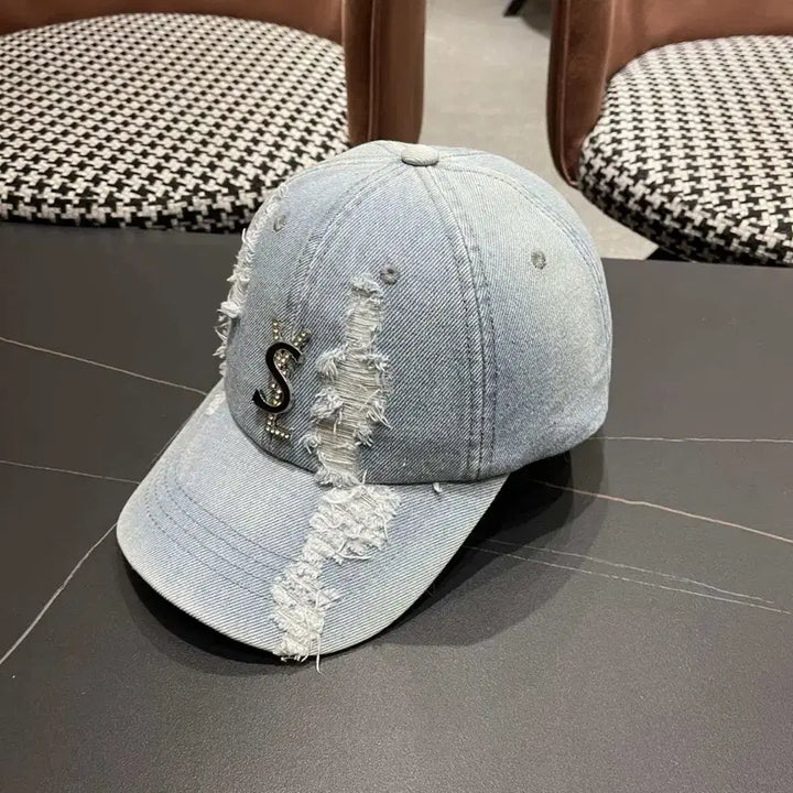 [BUNJANG] Saint Laurent Damaged Denim Baseball Cap / 생로랑(YSL) 데미지 데님 야구 모자