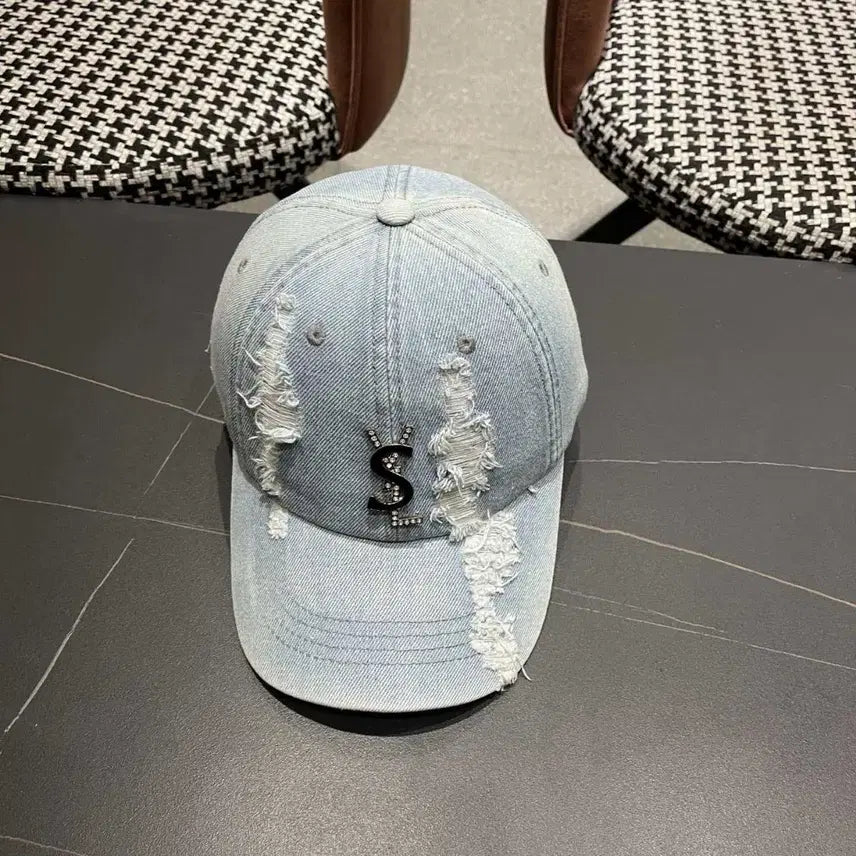 [BUNJANG] Saint Laurent Damaged Denim Baseball Cap / 생로랑(YSL) 데미지 데님 야구 모자