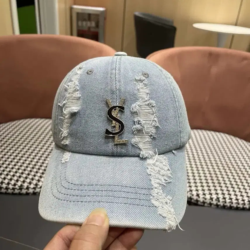 [BUNJANG] Saint Laurent Damaged Denim Baseball Cap / 생로랑(YSL) 데미지 데님 야구 모자