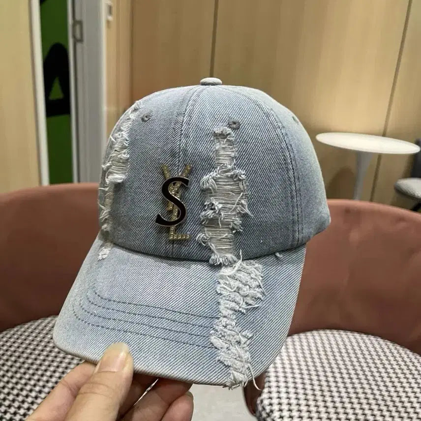 [BUNJANG] Saint Laurent Damaged Denim Baseball Cap / 생로랑(YSL) 데미지 데님 야구 모자