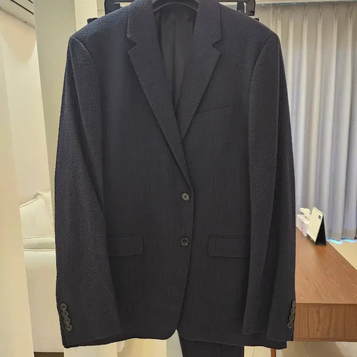 [BUNJANG] Theory Seersucker Setup Jacket Pants Set Navy / 띠어리 시어서커 셋업 자켓44 바지34
