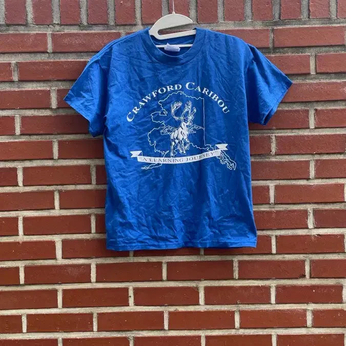 [BUNJANG] 90s Hanes Crawford Caribou Blue T-Shirt / 90s [Hanes] 크로포드 카리부 블루 티셔츠
