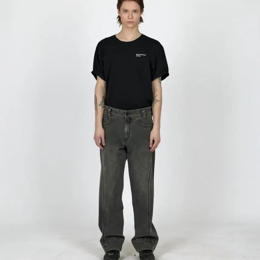 [BUNJANG] Plastic Product MPa Drift Denim Pants (Grey) L / 플라스틱프로덕트 MPa 드리프트 데님 팬츠(grey) L