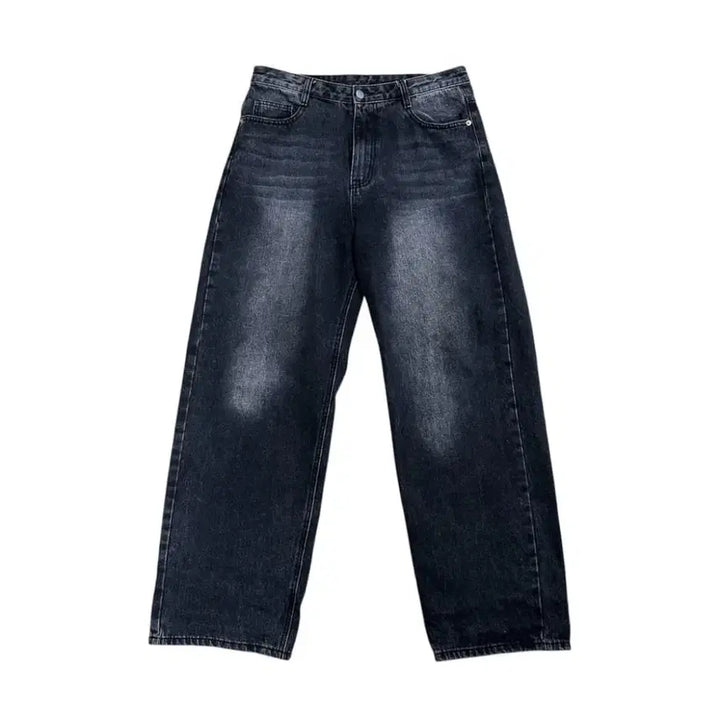 [BUNJANG] Washed Black Denim Wide Pants / 워싱 블랙 데님 와이드 팬츠