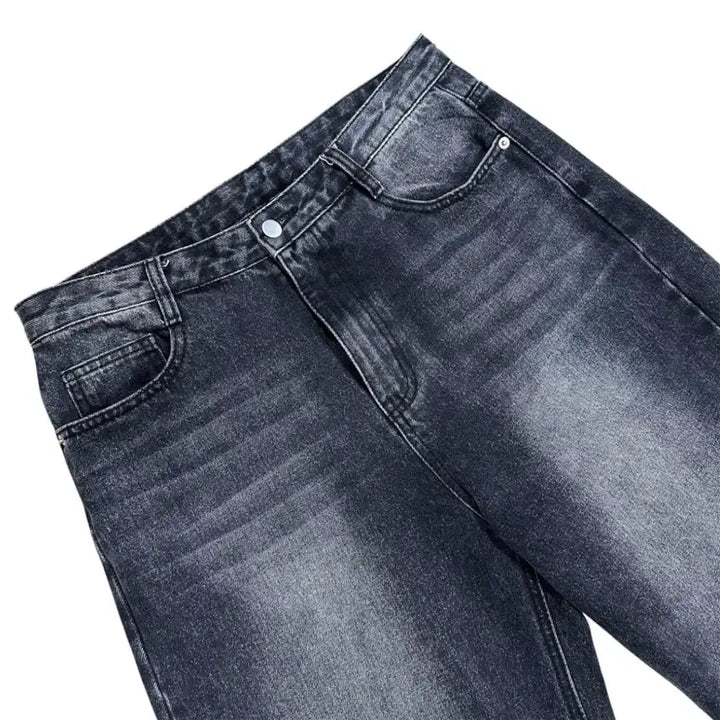 [BUNJANG] Washed Black Denim Wide Pants / 워싱 블랙 데님 와이드 팬츠