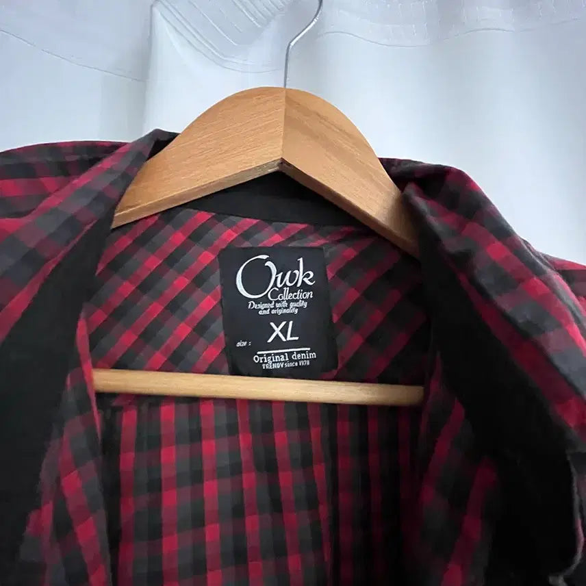 [BUNJANG] Ouk Collection Red Black Check Shirt / 체크 셔츠 남방 레드 블랙