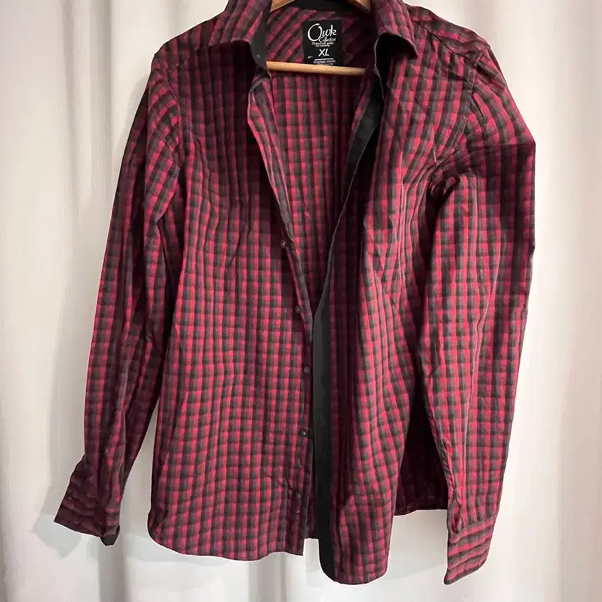 [BUNJANG] Ouk Collection Red Black Check Shirt / 체크 셔츠 남방 레드 블랙