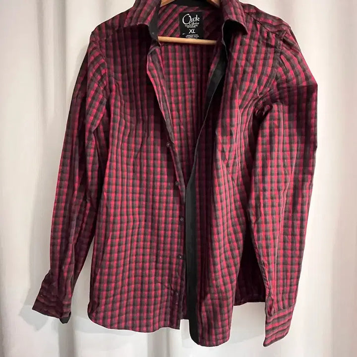[BUNJANG] Ouk Collection Red Black Check Shirt / 체크 셔츠 남방 레드 블랙