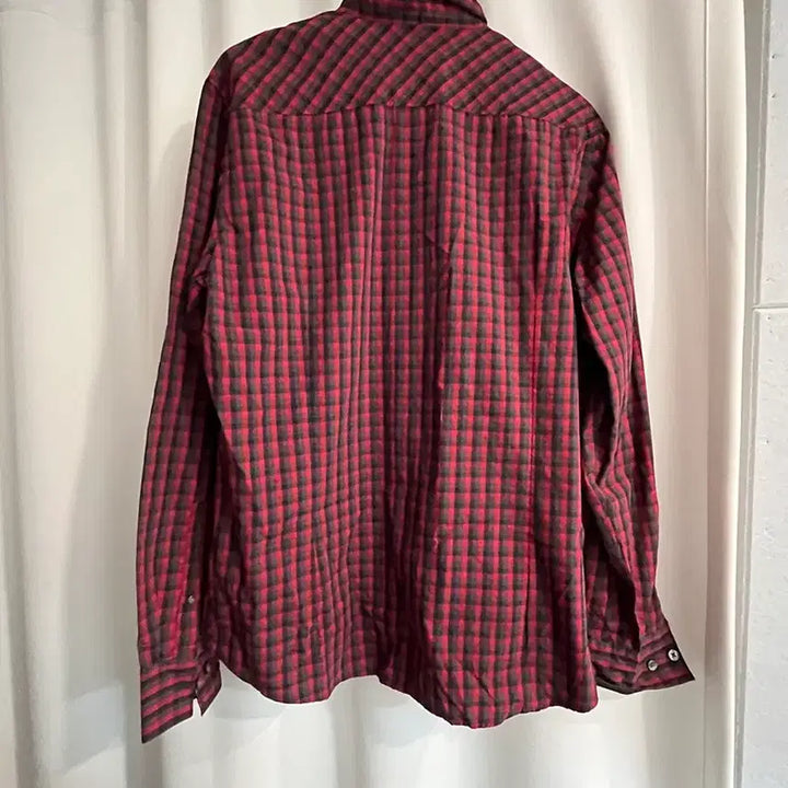 [BUNJANG] Ouk Collection Red Black Check Shirt / 체크 셔츠 남방 레드 블랙