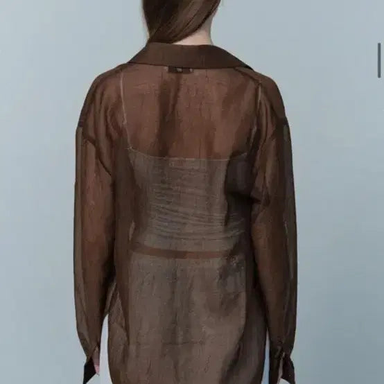 [BUNJANG] Le Chere See-Through Shirt Brown / 르 le 쉬어 시스루 셔츠 브라운