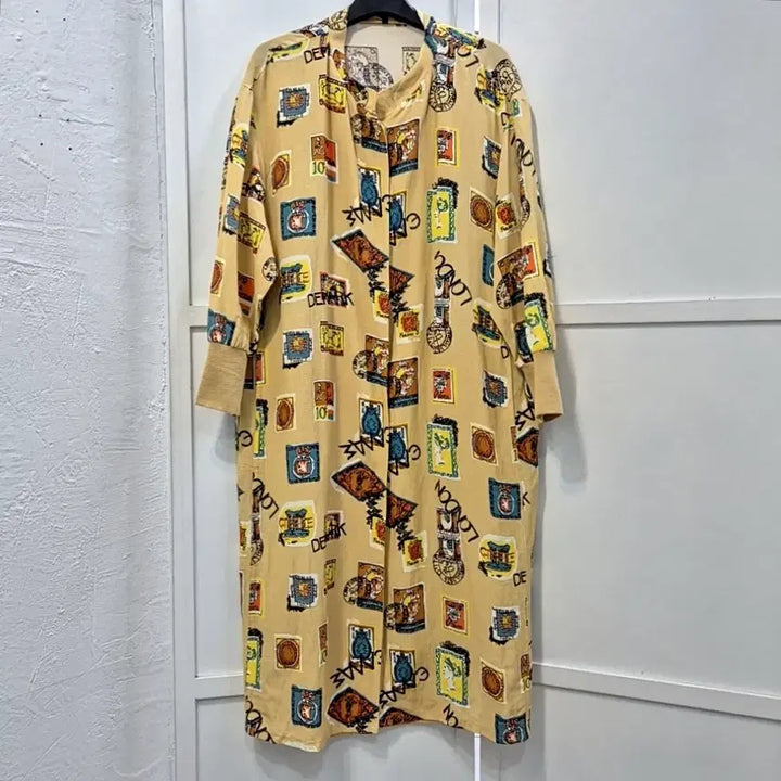 [BUNJANG] United Colors of Benetton Linen Blend Graphic Pattern Long Outer / 베네통 그래픽 패턴롱 아우터 (55~66)
