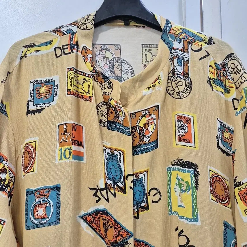 [BUNJANG] United Colors of Benetton Linen Blend Graphic Pattern Long Outer / 베네통 그래픽 패턴롱 아우터 (55~66)