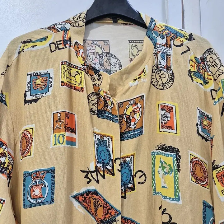 [BUNJANG] United Colors of Benetton Linen Blend Graphic Pattern Long Outer / 베네통 그래픽 패턴롱 아우터 (55~66)
