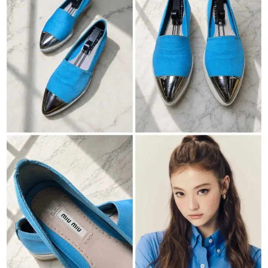 [SOLD OUT] (정품) 미우미우 메탈토 슬립온 / 민트 블루 컬러 / (235)