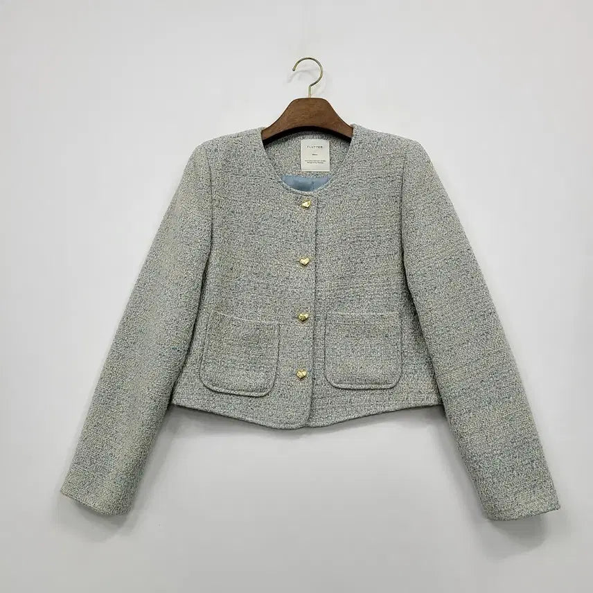 [BUNJANG] Flutter Tweed Jacket - Blue / FLUTTER 플러터 노카라 트위드 자켓 블루/도매택/프리/앨리스/109