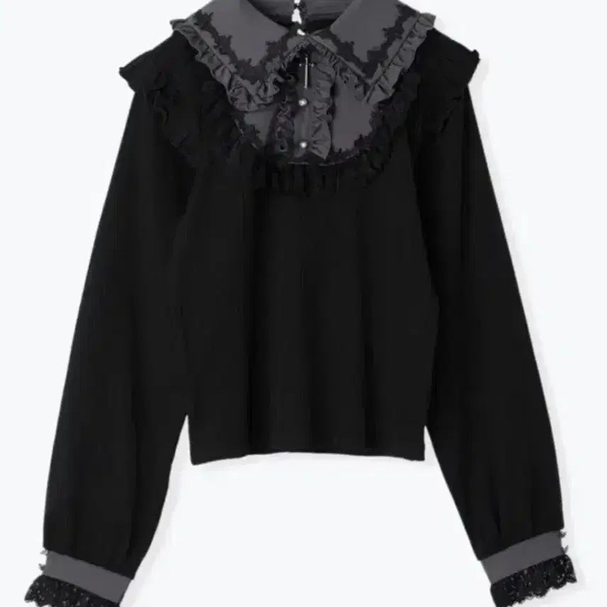 [BUNJANG] Noemie Gothic Yoke Knit Top with Cross Charm / 노에미 고딕 요크 니트 탑스 크로스챰 양산형지뢰계고스로리고딕