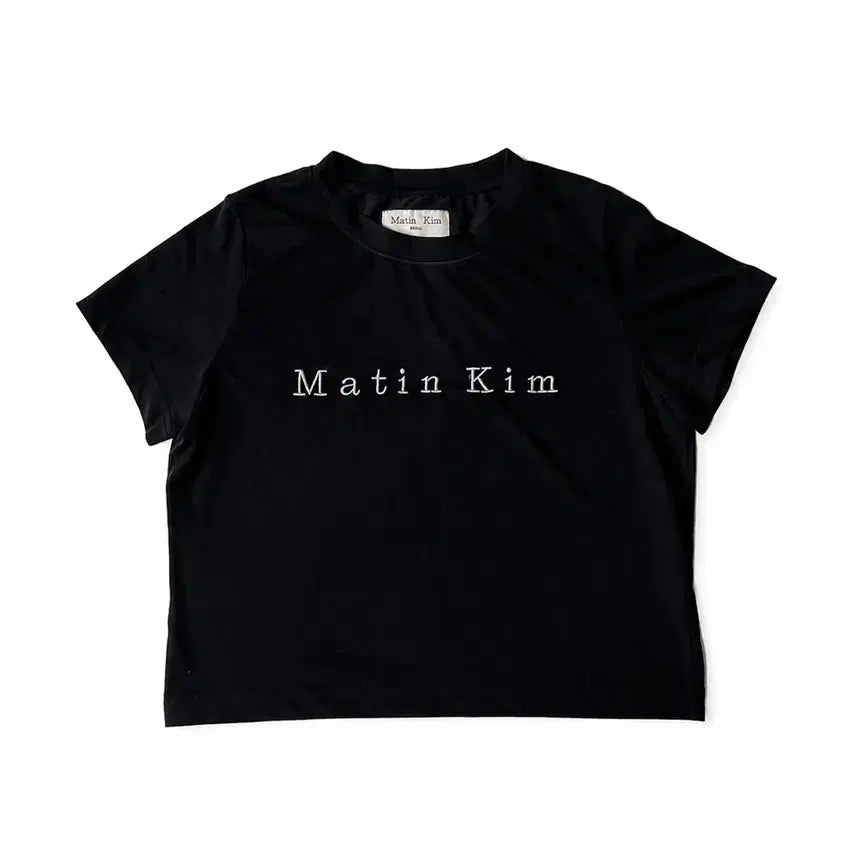 [BUNJANG] Matinkim Black Cropped Short-Sleeve T-Shirt / 마뗑킴 크롭 반팔