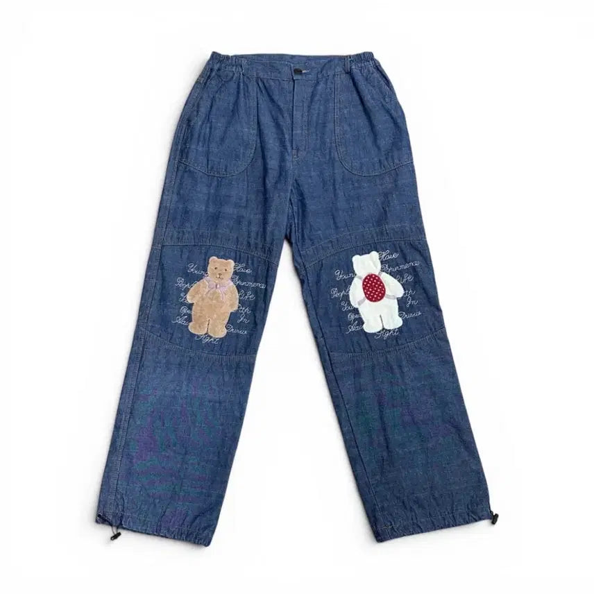 [BUNJANG] Bebe de Pino Embroidery Denim Balloon Pants / 베베드피노맛 자수 데님 벌룬 팬츠