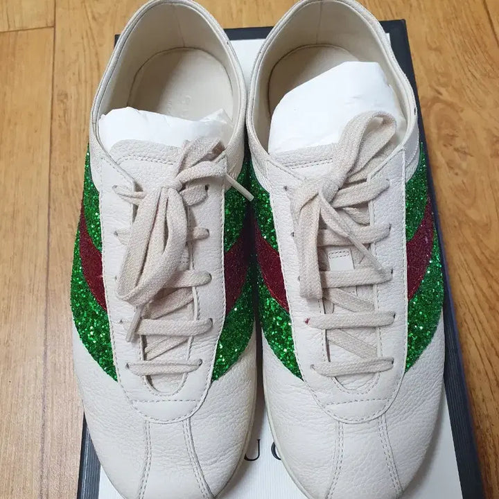 [BUNJANG] Gucci Glitter Sneakers / 구찌 스니커즈 화이트 그린/레드 글리터