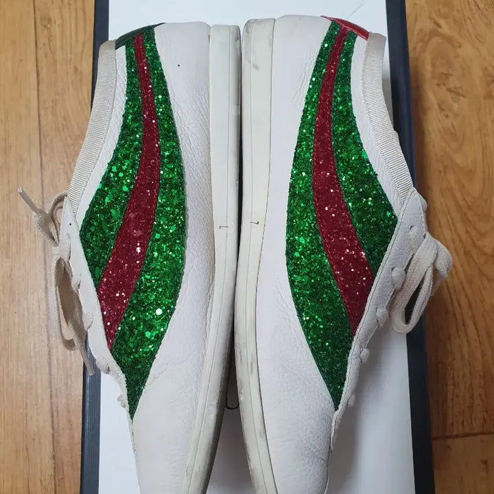 [BUNJANG] Gucci Glitter Sneakers / 구찌 스니커즈 화이트 그린/레드 글리터