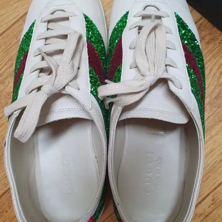 [BUNJANG] Gucci Glitter Sneakers / 구찌 스니커즈 화이트 그린/레드 글리터