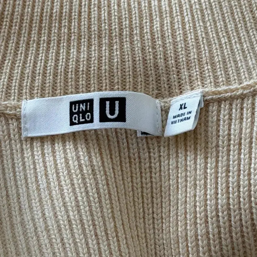 [BUNJANG] Uniqlo U Merino Blend Rib Full Zip Sweater - Natural / 유니클로U메리노블렌드립풀짚스웨터 내츄럴 443495