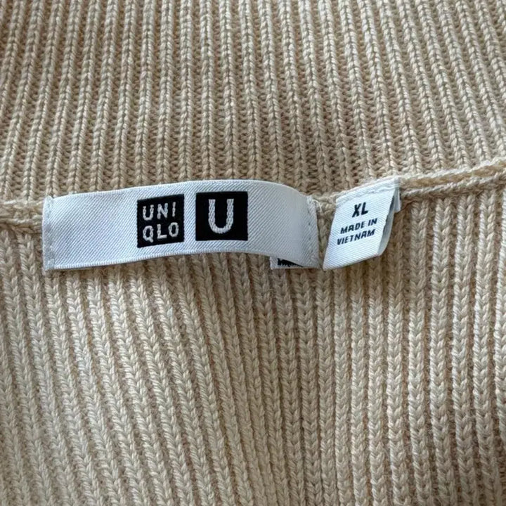 [BUNJANG] Uniqlo U Merino Blend Rib Full Zip Sweater - Natural / 유니클로U메리노블렌드립풀짚스웨터 내츄럴 443495