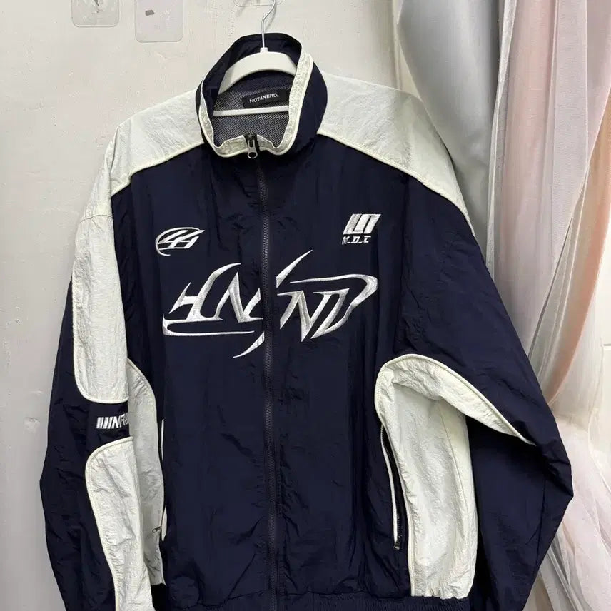 [BUNJANG] Not For The Nerds Navy White Windbreaker Jacket / 낫포너드 네이비 화이트 바람막이 자켓