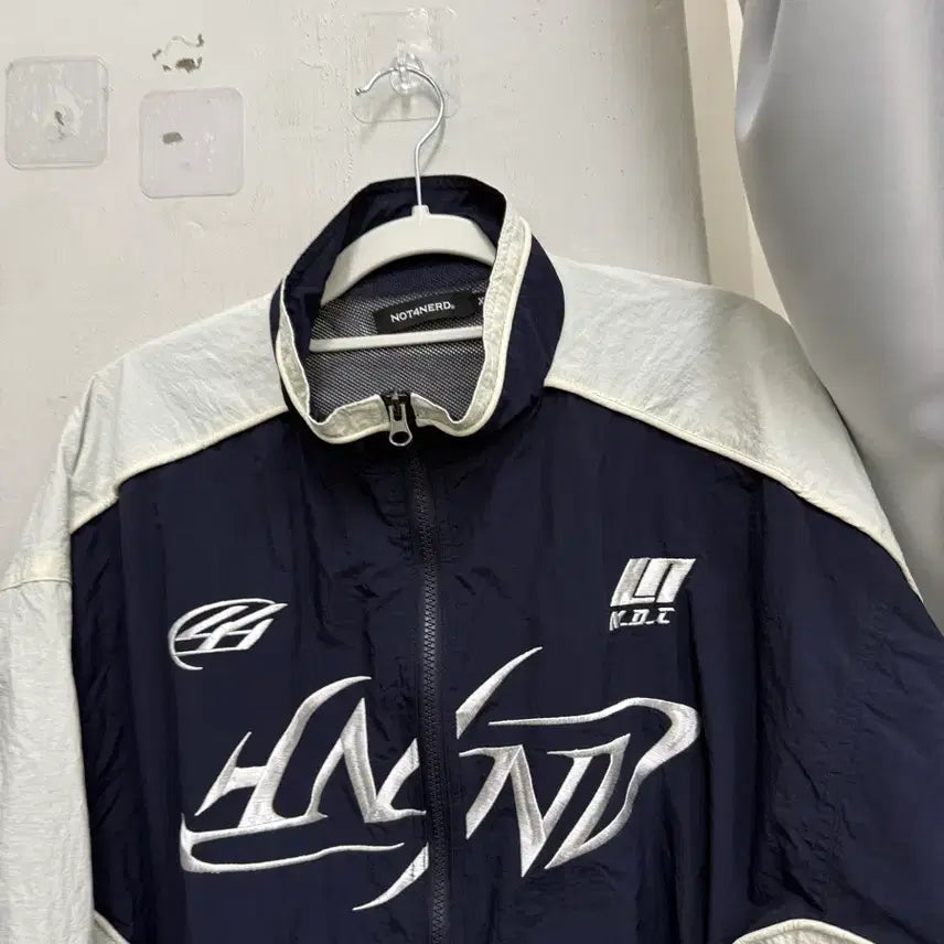 [BUNJANG] Not For The Nerds Navy White Windbreaker Jacket / 낫포너드 네이비 화이트 바람막이 자켓