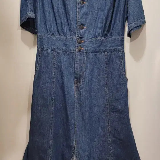 [BUNJANG] Denim Flare Long Dress / 청 데님 플레어 롱 원피스