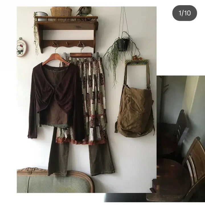 [BUNJANG] Vintage Patch Skirt Mori Girl Style / 봉지빈티지 대장 패치 스커트 모리걸