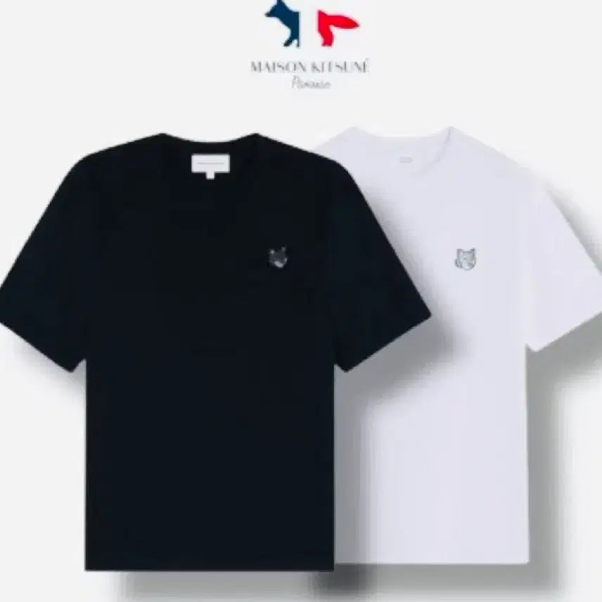 [BUNJANG] Maison Kitsune Gray Fox T-Shirt (Black/White) / 메종키츠네 폭스헤드 반팔티 블랙/화이트 미개봉 새상품