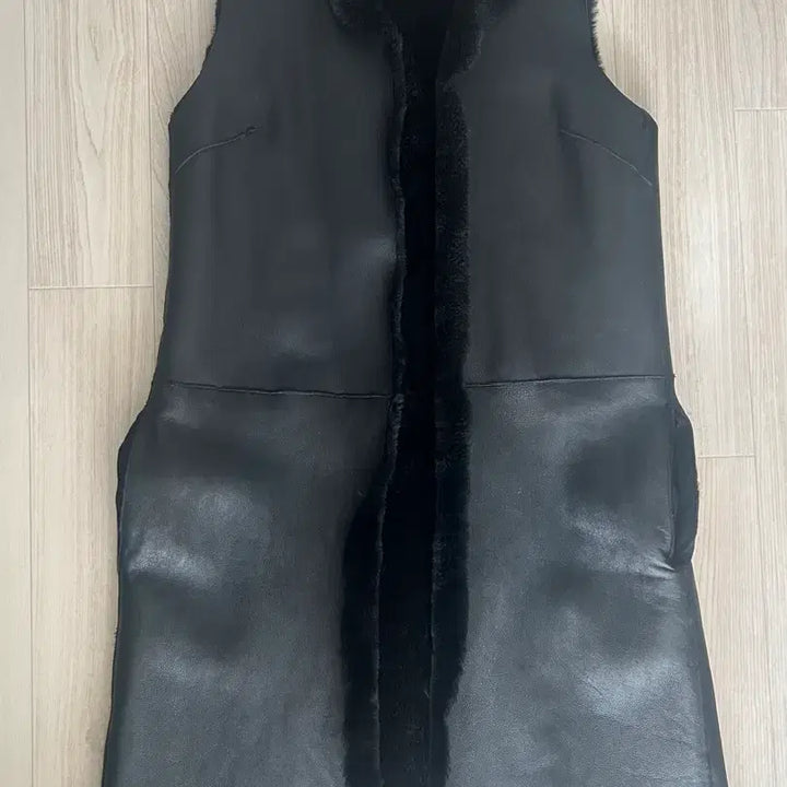 [BUNJANG] Calvin Klein Reversible Leather &amp; Wool Long Vest / 캘빈클라인 가죽/양모 양면 롱조끼