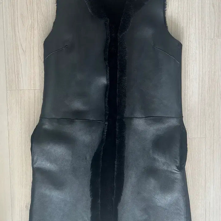 [BUNJANG] Calvin Klein Reversible Leather &amp; Wool Long Vest / 캘빈클라인 가죽/양모 양면 롱조끼