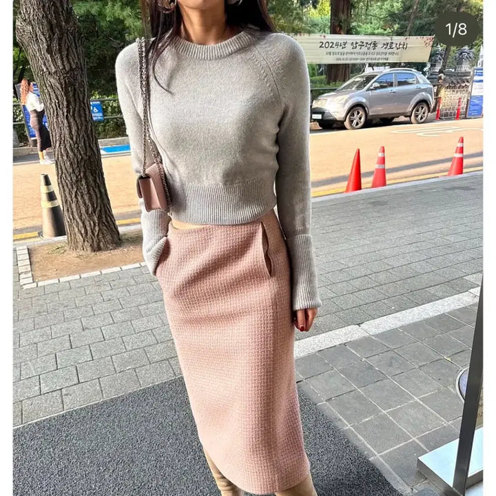 [BUNJANG] Myico Wool Cashmere Crop Knit Top Sage Mint / 마이아이코 울캐시 크롭 니트 탑 세이지민트