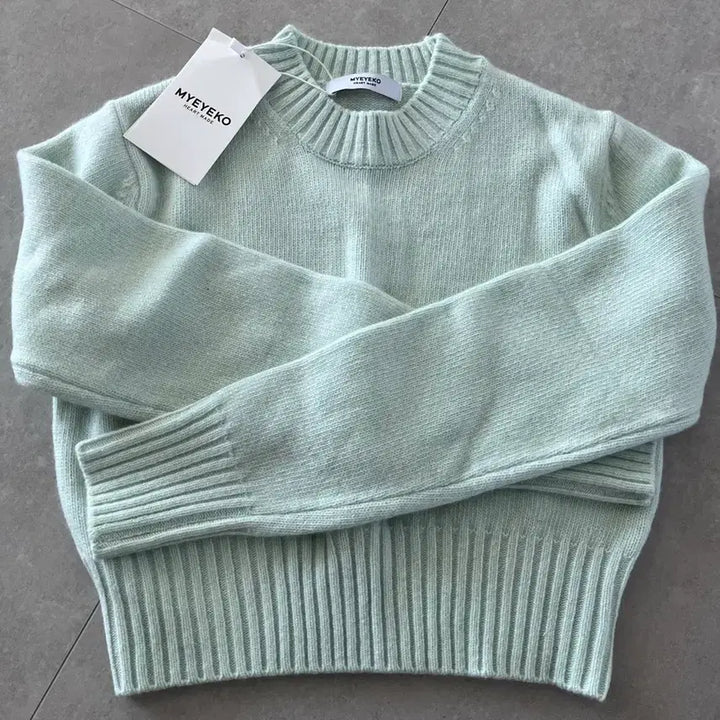 [BUNJANG] Myico Wool Cashmere Crop Knit Top Sage Mint / 마이아이코 울캐시 크롭 니트 탑 세이지민트