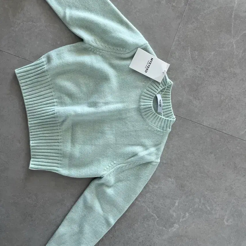 [BUNJANG] Myico Wool Cashmere Crop Knit Top Sage Mint / 마이아이코 울캐시 크롭 니트 탑 세이지민트