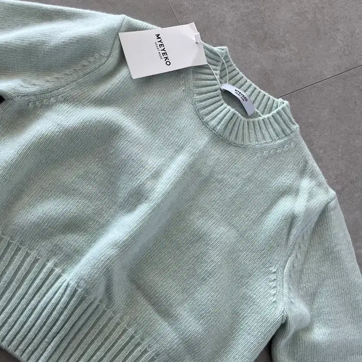 [BUNJANG] Myico Wool Cashmere Crop Knit Top Sage Mint / 마이아이코 울캐시 크롭 니트 탑 세이지민트