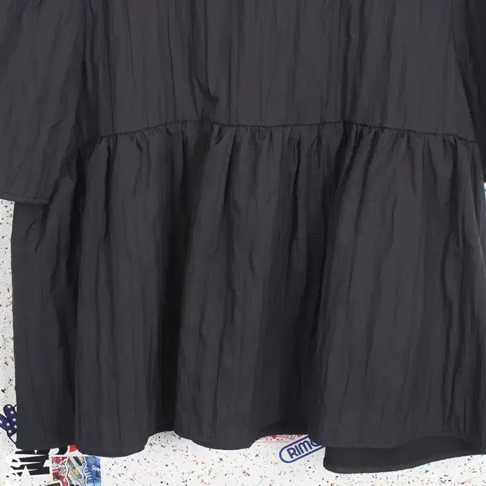 [BUNJANG] F Simple Pleated Short Sleeve Blouse BK / 여성F / 심플리 주름 반팔 숏 블라우스BK 34-108