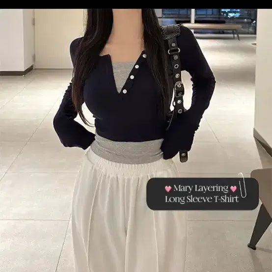 [BUNJANG] Modifit Layering T-Shirt Black Free Size / 모디핏 레이어링 티셔츠(새거,배송비포함)