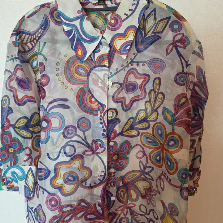 [BUNJANG] Louis Vuitton Floral Pattern Sheer Shirt / 루이비통 플라워 패턴 시스루 셔츠
