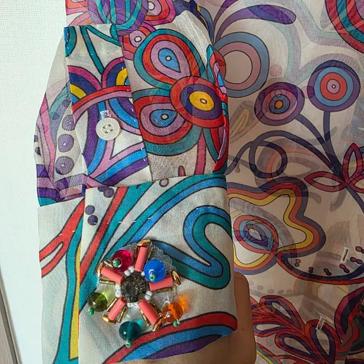[BUNJANG] Louis Vuitton Floral Pattern Sheer Shirt / 루이비통 플라워 패턴 시스루 셔츠