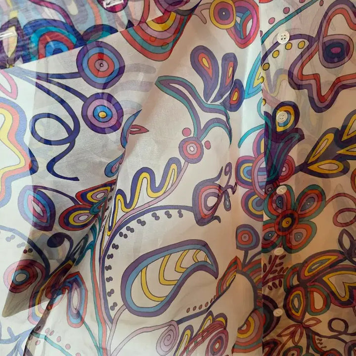 [BUNJANG] Louis Vuitton Floral Pattern Sheer Shirt / 루이비통 플라워 패턴 시스루 셔츠