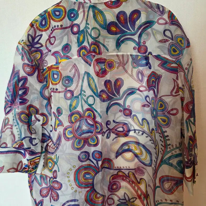 [BUNJANG] Louis Vuitton Floral Pattern Sheer Shirt / 루이비통 플라워 패턴 시스루 셔츠