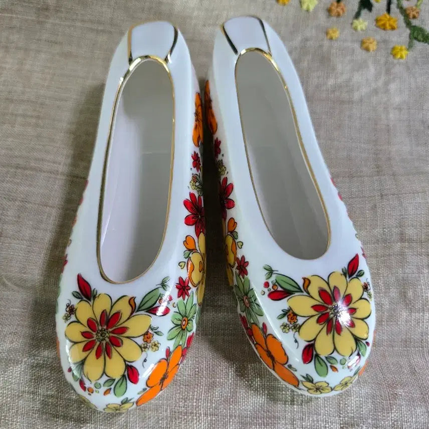 [BUNJANG] Vintage Haengnam Porcelain Flower Gomsin Set (2 pcs) / 빈티지 행남자기 도자기 꽃고무신 2개세트일괄,