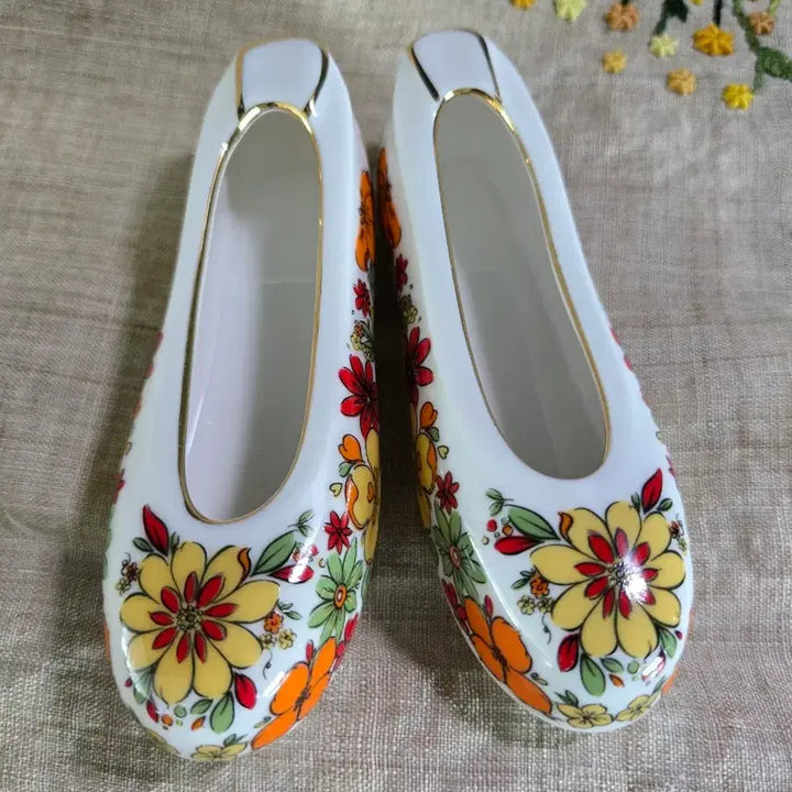 [BUNJANG] Vintage Haengnam Porcelain Flower Gomsin Set (2 pcs) / 빈티지 행남자기 도자기 꽃고무신 2개세트일괄,