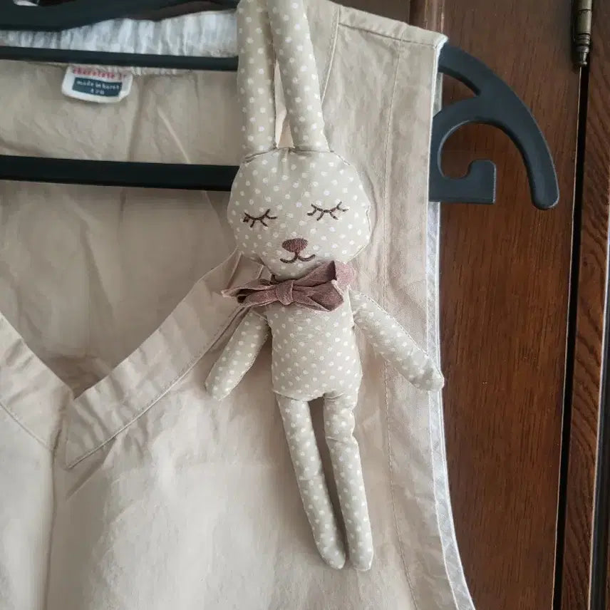 [BUNJANG] Rabbit Appliqué 100% Cotton Pinafore Apron / 원피스형 앞치마(새것)