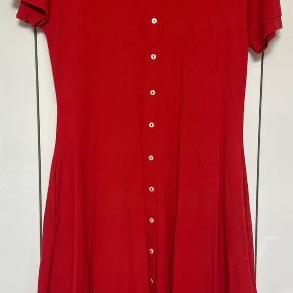 [BUNJANG] Lacoste Red Pique Shirt Dress / 라코스테 레드 피케 셔츠 원피스